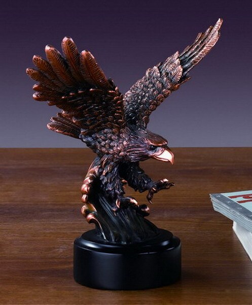 Eagle Statue Flying over Wave Sculpture Military Awards Decorative
